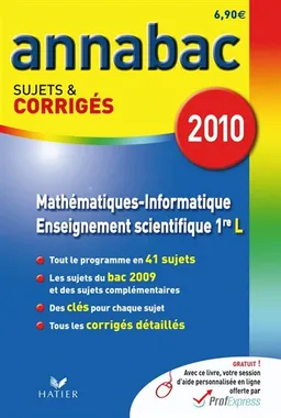 Mathématiques informatique 1re L, enseignement scientifique 1re L | Richard Bréhéret, Hélène Hervé, Sonia Madani