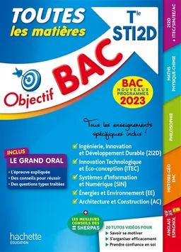 Toutes les matières terminale STI2D : bac 2023 : nouveaux programmes | 