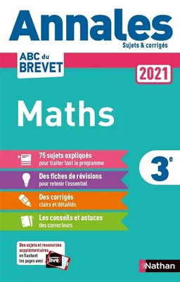 Maths 3e : annales 2021 | Carole Feugère, Gilles Mora