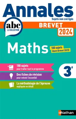 Maths 3e : brevet 2024 : sujets non corrigés | Carole Feugère, Gilles Mora