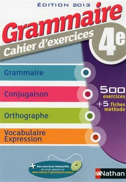 Grammaire 4e : cahier d'exercices | Cécile de Cazanove, Pierre-Alain Chiffre