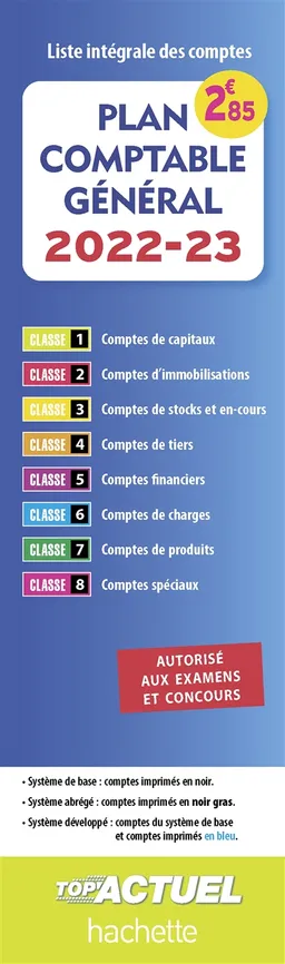 Plan comptable général : liste intégrale des comptes, 2022-2023 | 