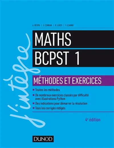 Maths, BCPST 1 : méthodes et exercices - Arnaud Bégyn, Guillaume Connan ...