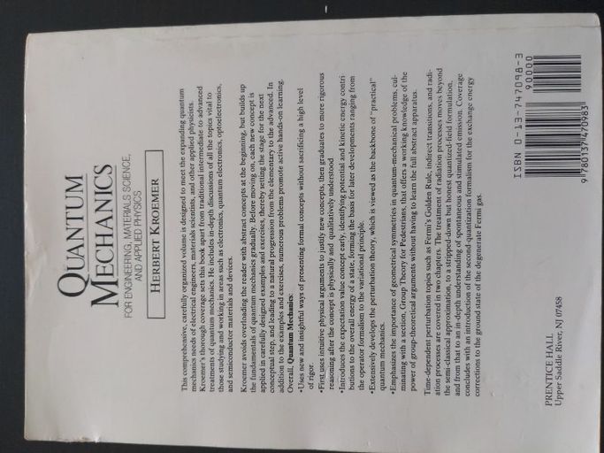 Quantum mecanics for engineering material science and applied physics | Herbert Kroemer