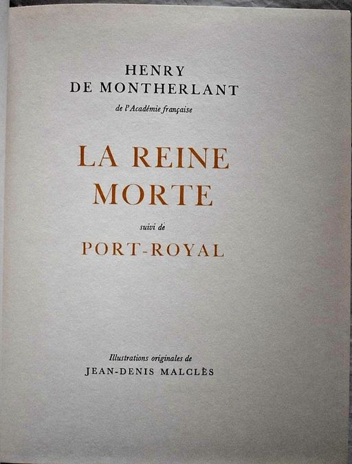La reine morte, suivi de Port-royal - Henry de Montherland | Henry de Montherland